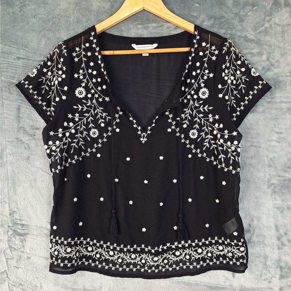 Womens Top Medium Boho Peasant Hippie Whimsigoth Fairy Grunge Floral Cottagecore